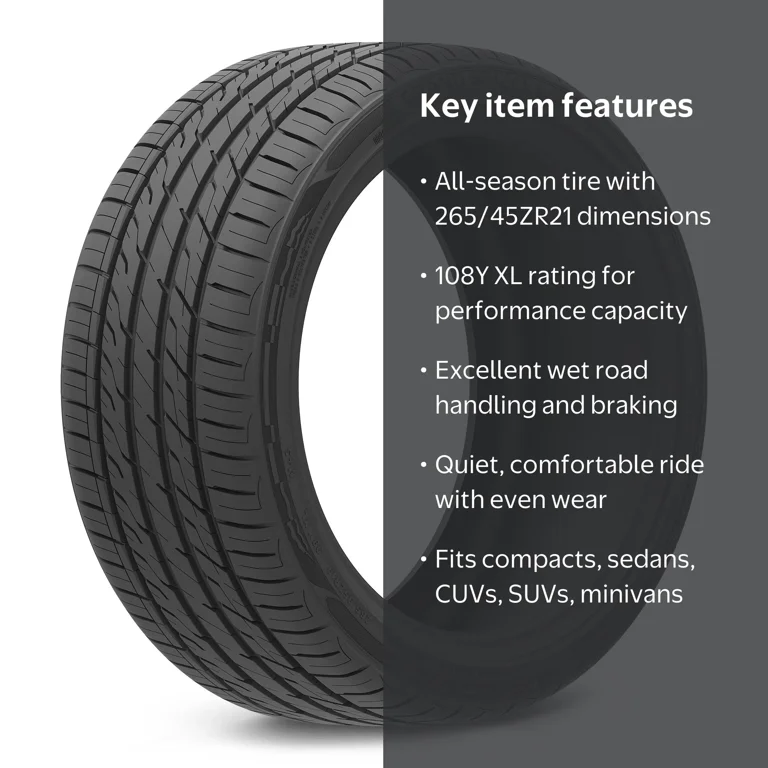 アローネ❷ 1本　2/4 Arroyo, Passenger Tire, 265/45ZR21 108Y XL, All Season Black