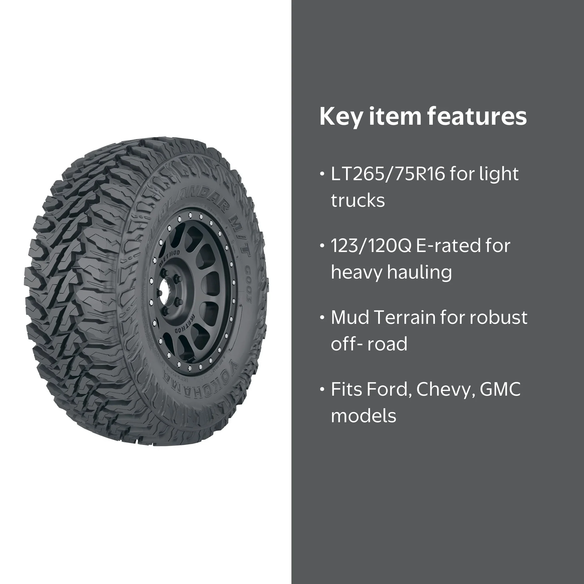Yokohama Geolandar M/T G003 Mud Terrain LT265/75R16 123/120Q E
