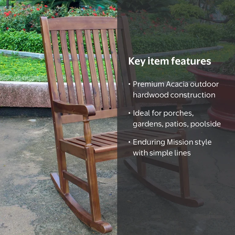 International Caravan Highland Acacia Wooden Porch Rocker, 31.5