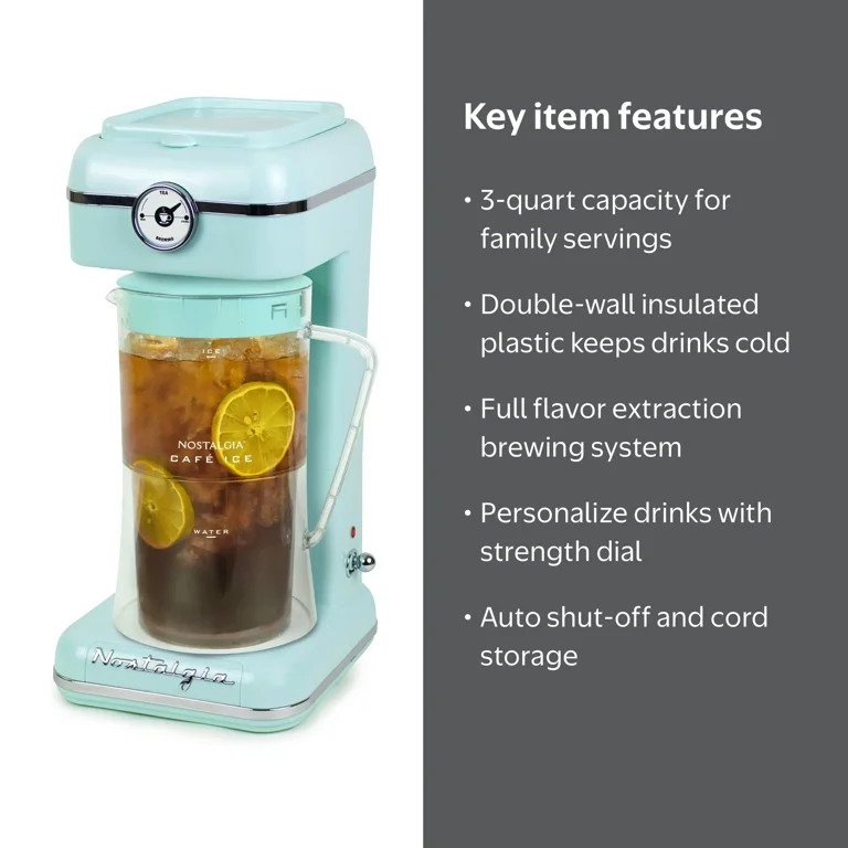 Nostalgia Classic Retro Automatic Iced Tea & Coffee Maker, 3-Quart