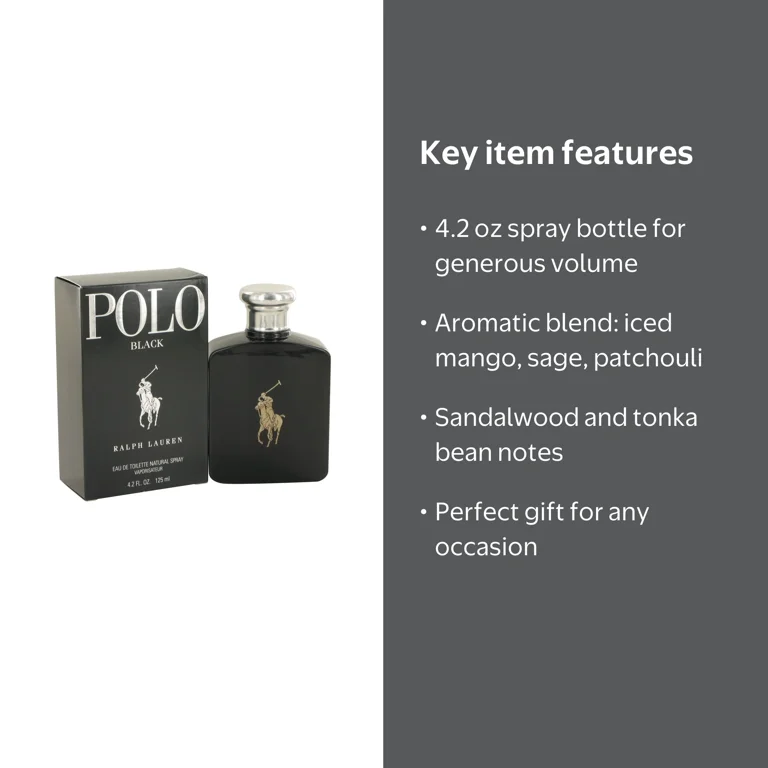 Ralph Lauren, Eau De Toilette Spray for Men, 4.2 oz, Polo Black