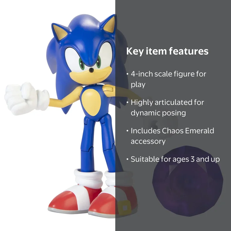 Sonic Modern Collectible with Emerald Accessory Action Figure, 4