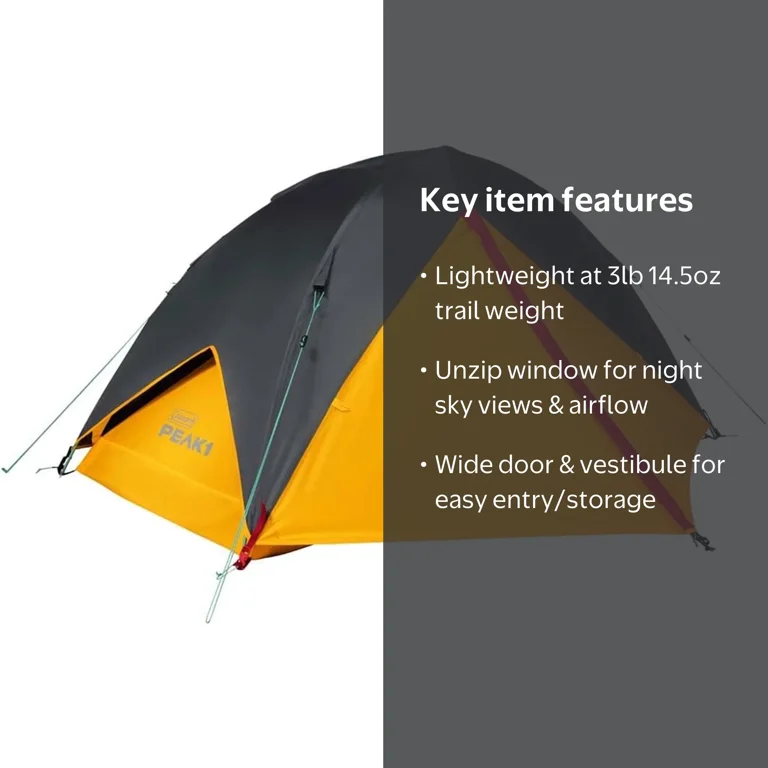 Coleman, Backpacking Tent, PEAK1‚Ñ¢ 1-Person, WeatherTec Plus