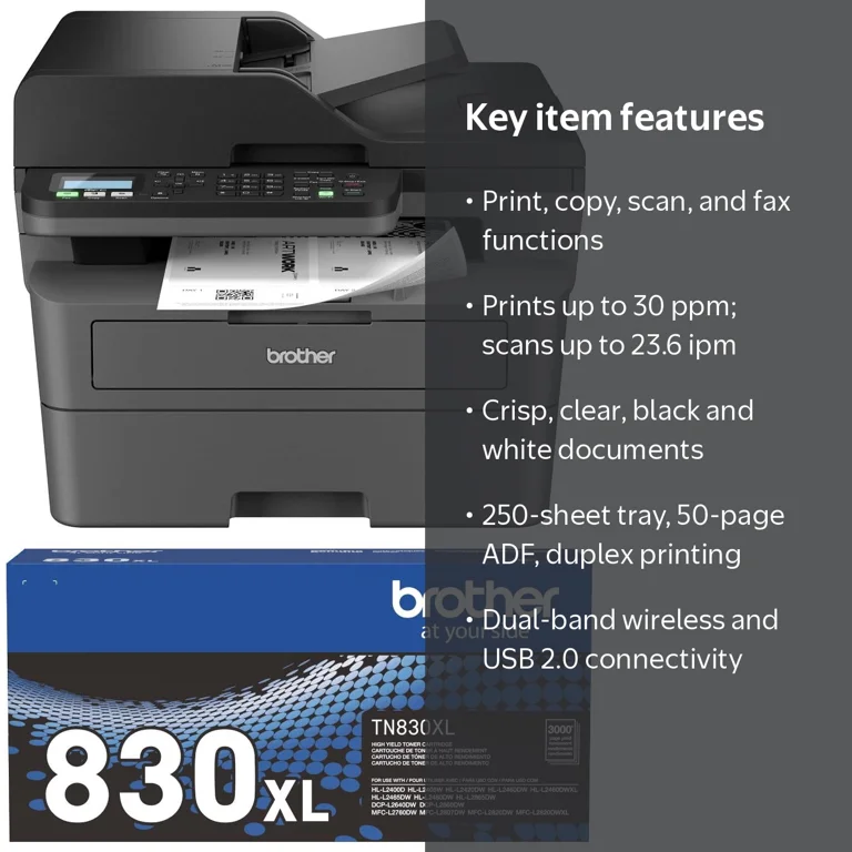 Brother MFC-L2760DW Wireless Compact Monochrome All-in-One Laser
