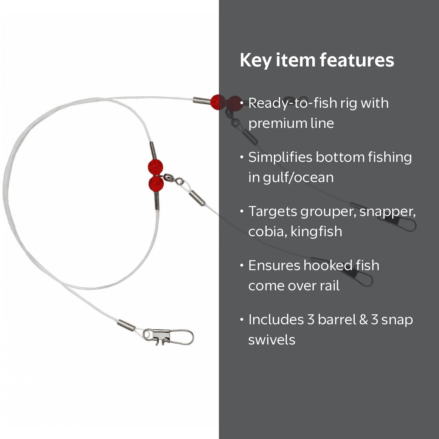 Tsunami Gulf Rigs - 2-Drop Monofilament Rig - Ideal for Grouper