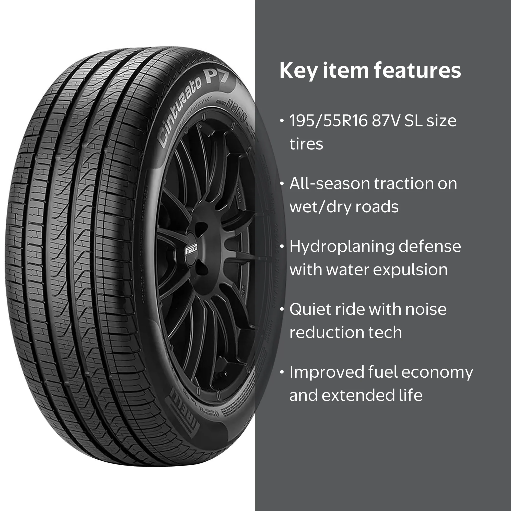 Pirelli Cinturato P7 All Season 195/55R16 87V Passenger Tire for