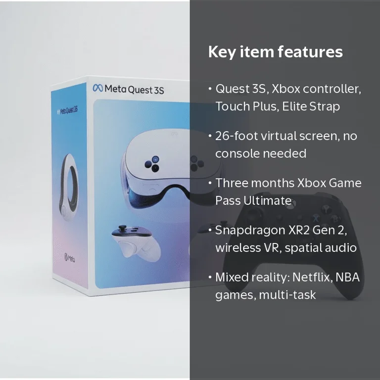 Meta Quest 3S 128GB All-In-One VR Headset Bundle with Xbox
