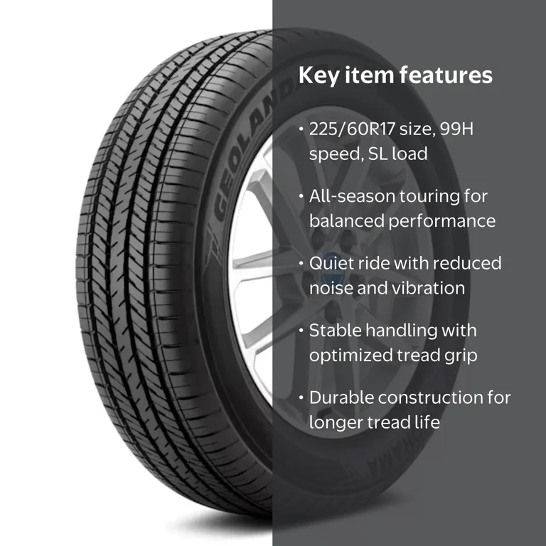 Yokohama, All Season SUV Tire, 225/60R17 99H Black Sidewall