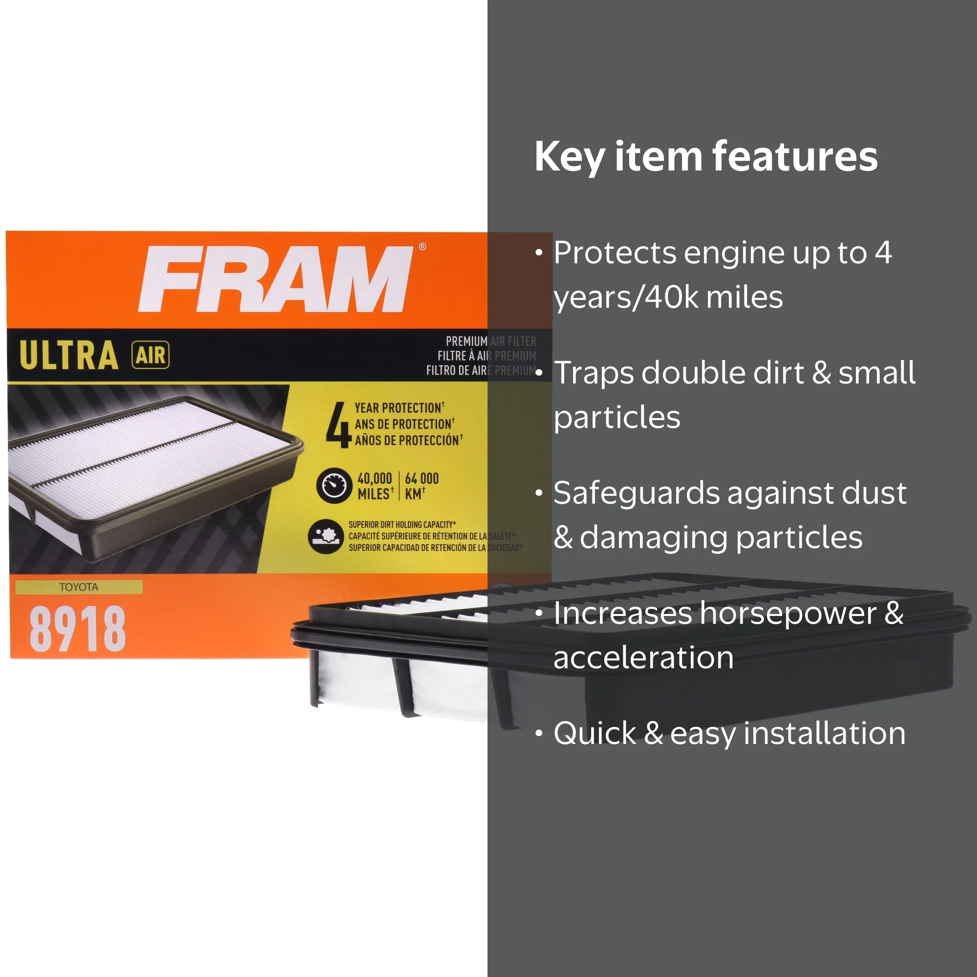 FRAM Ultra Air XGA8918, Premium Engine Air Filter, Replacement