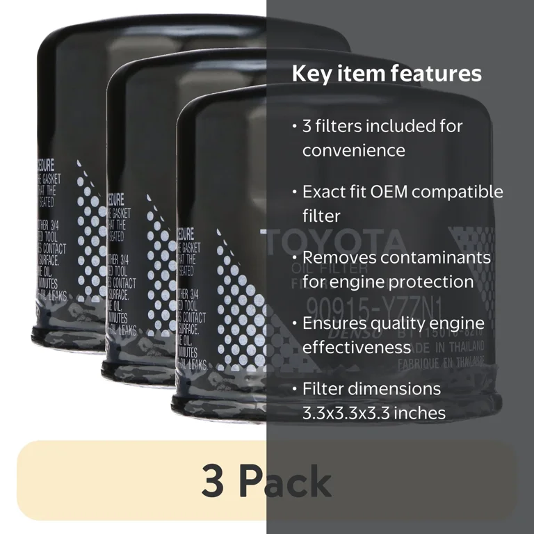 日産　トヨタ　セット　E11 HR15 QNC K3 3 pack) Toyota 90915-YZZN1 Original Equipment Oil Filter for