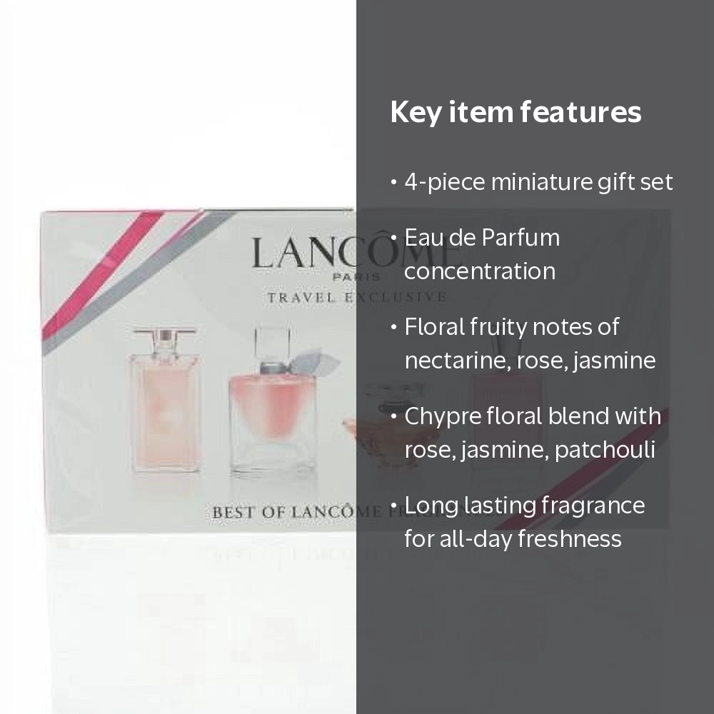 Lancome 4 Piece Fragrance Gift Set, Floral Fruity Perfumes with