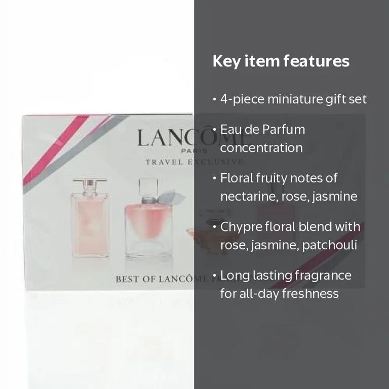 Lancome 4 Piece Fragrance Gift Set, Floral Fruity Perfumes with