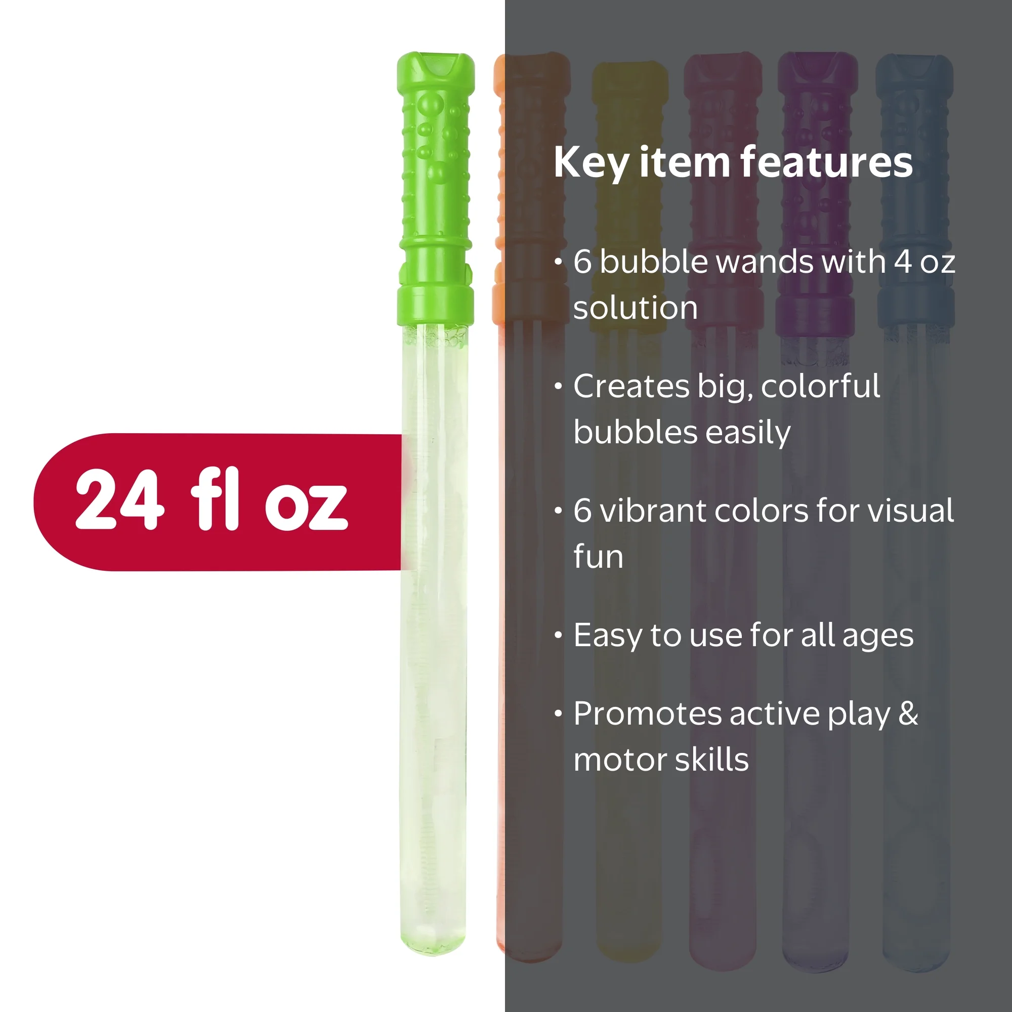 Maxx Bubbles, Bubble Wand, 4 oz, 6-Pack Combo with Bright Colors