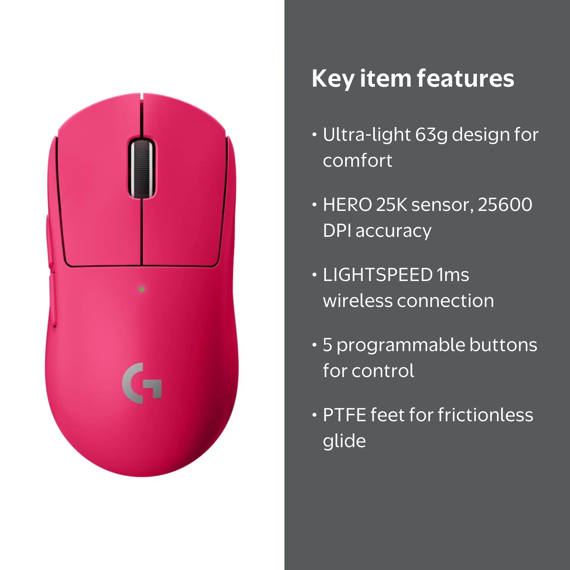 Logitech G PRO X SUPERLIGHT Wireless Gaming Mouse, HERO 25K