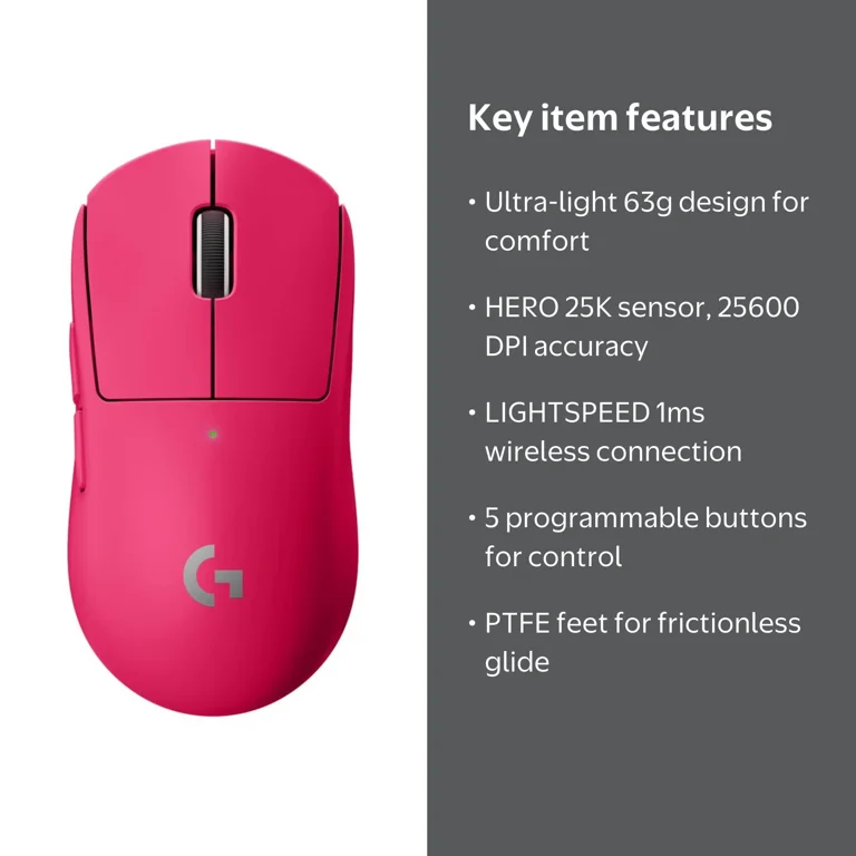 Logitech G PRO X SUPERLIGHT Wireless Gaming Mouse, HERO 25K