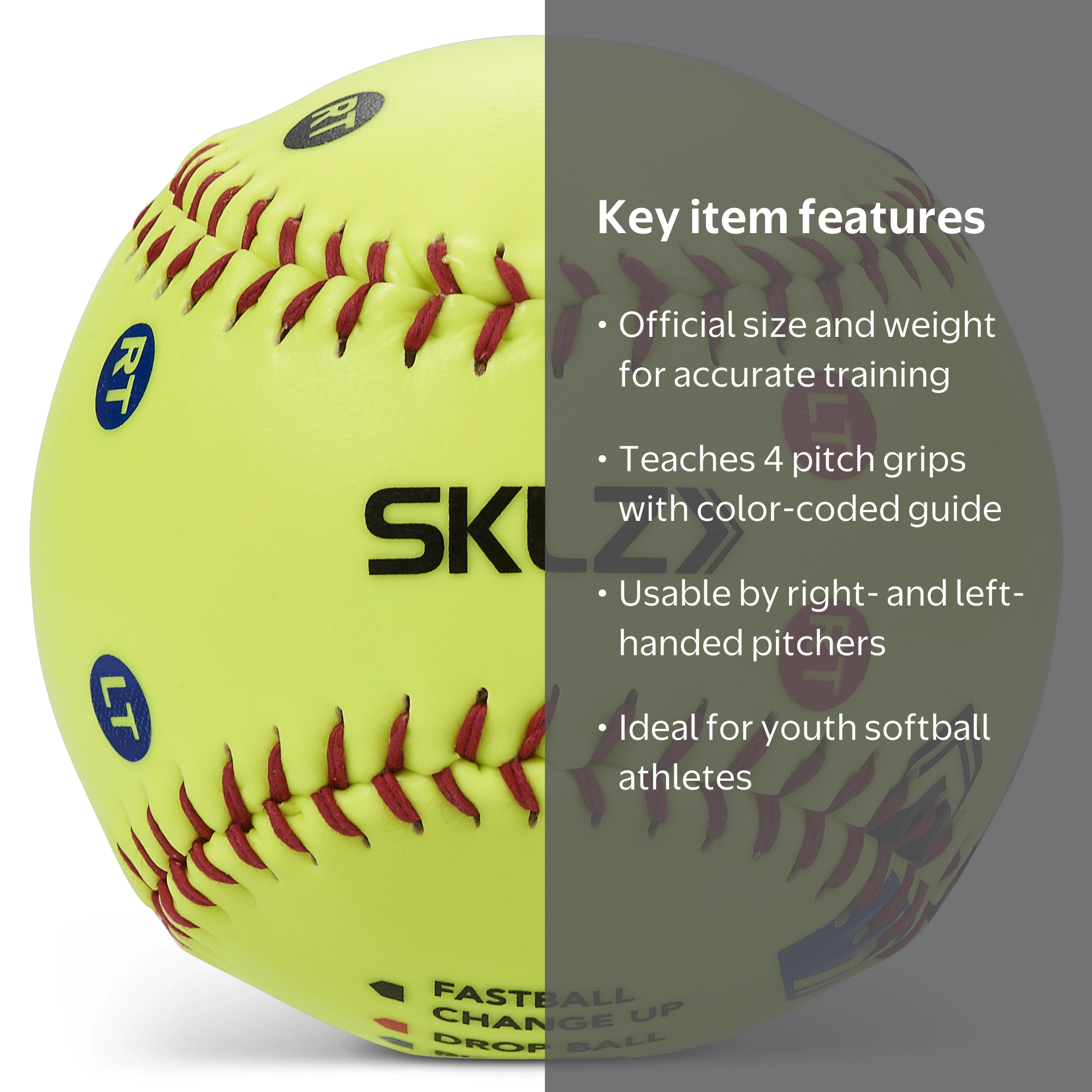 SKLZ Pitch Training Softball, Regulation Size, Color-Coded Finger