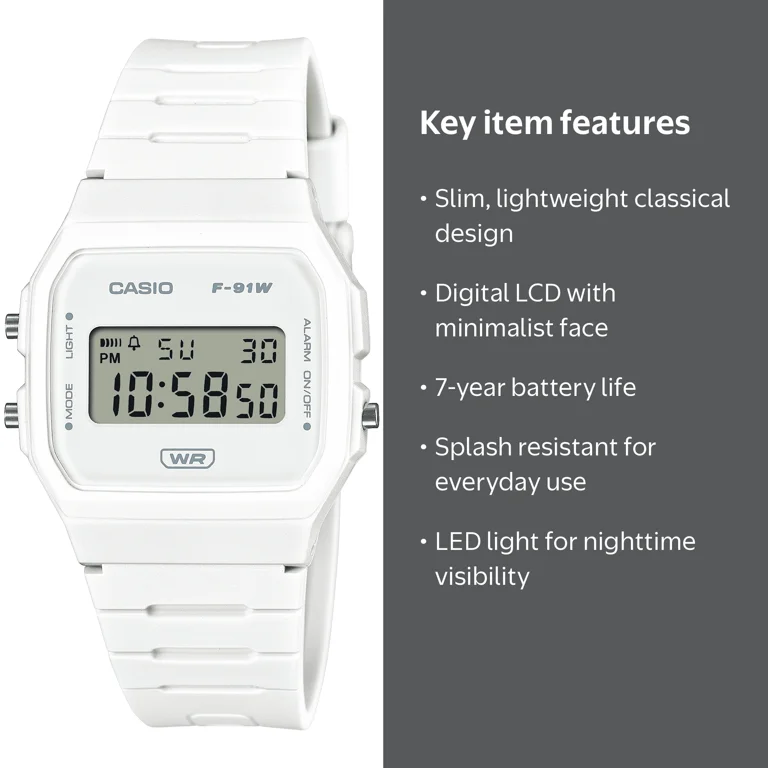 Casio Digital Lcd Classic Wristwatch 7-Yr Battery Bio-Based Resin