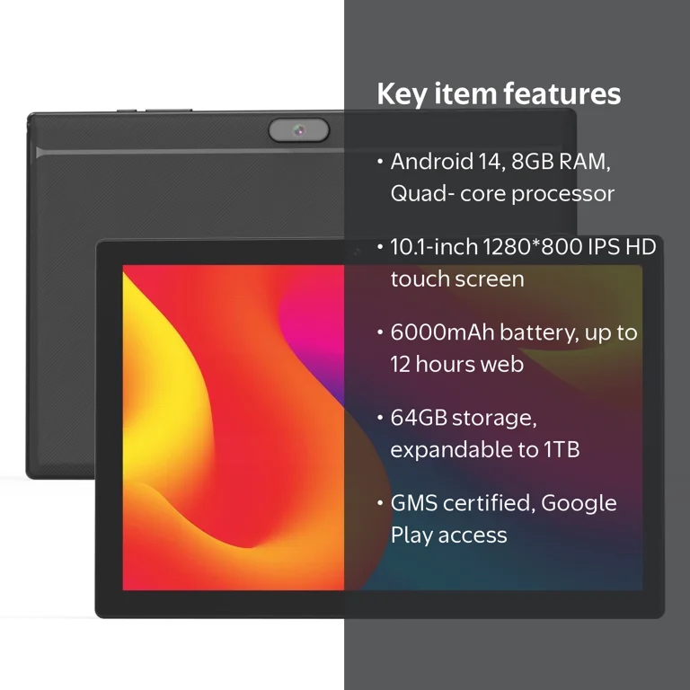 ZZB, Android 14 Tablet, 10.1 inch, 8GB RAM, 64GB Storage - Walmart.com