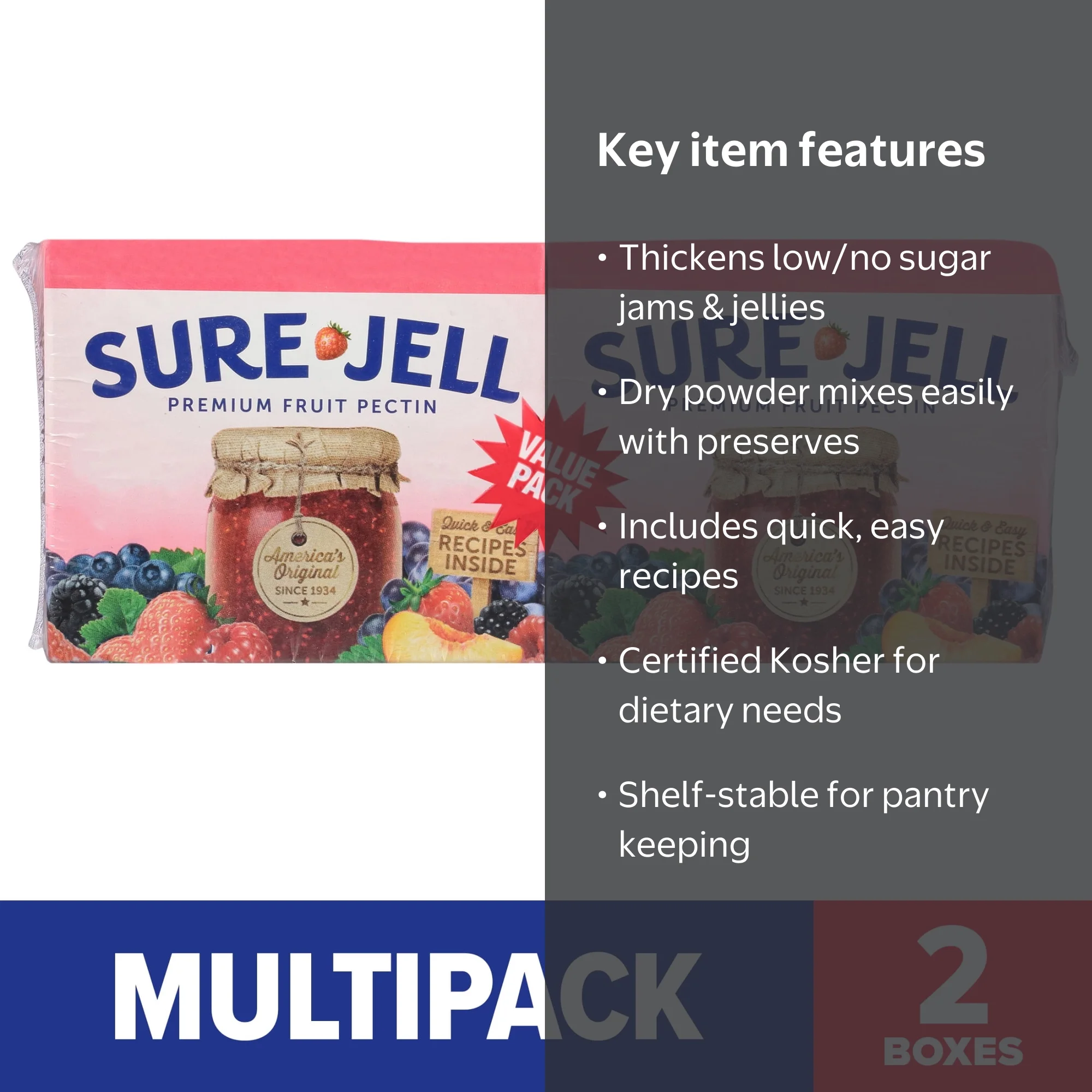 Sure-Jell Premium Fruit Pectin for Less or No Sugar Needed Recipes