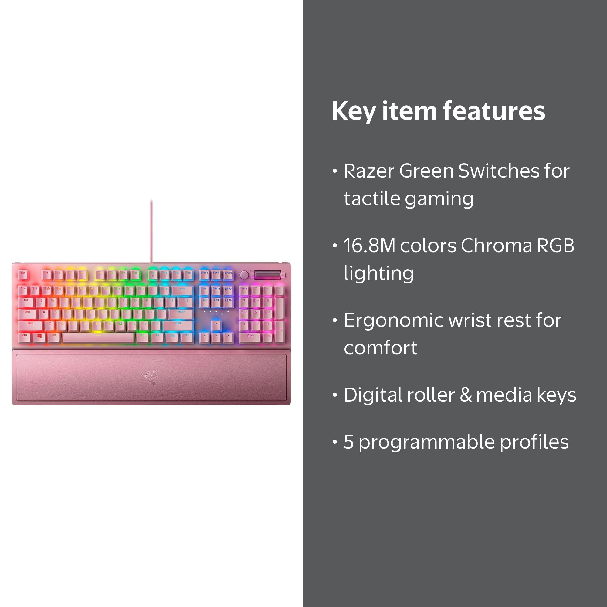 Razer BlackWidow V3 Quartz Mechanical Gaming Keyboard with RGB