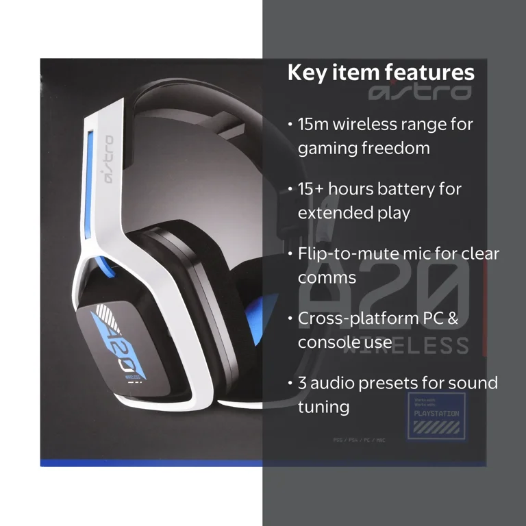 Astro A20 ワイヤレスゲーミングヘッドセット ホワイト/ブルー ASTRO Gaming A20 Gen 2 Stereo Wireless Headset - Compatible With