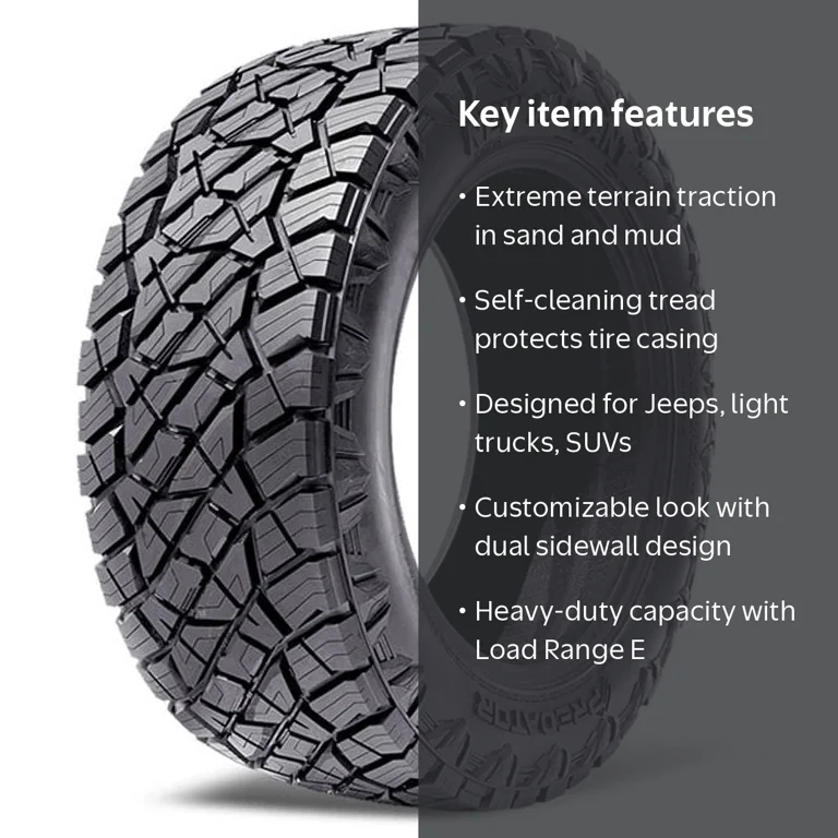 Predator, Light Truck Tire, LT225/75R16 115/112S E, Black