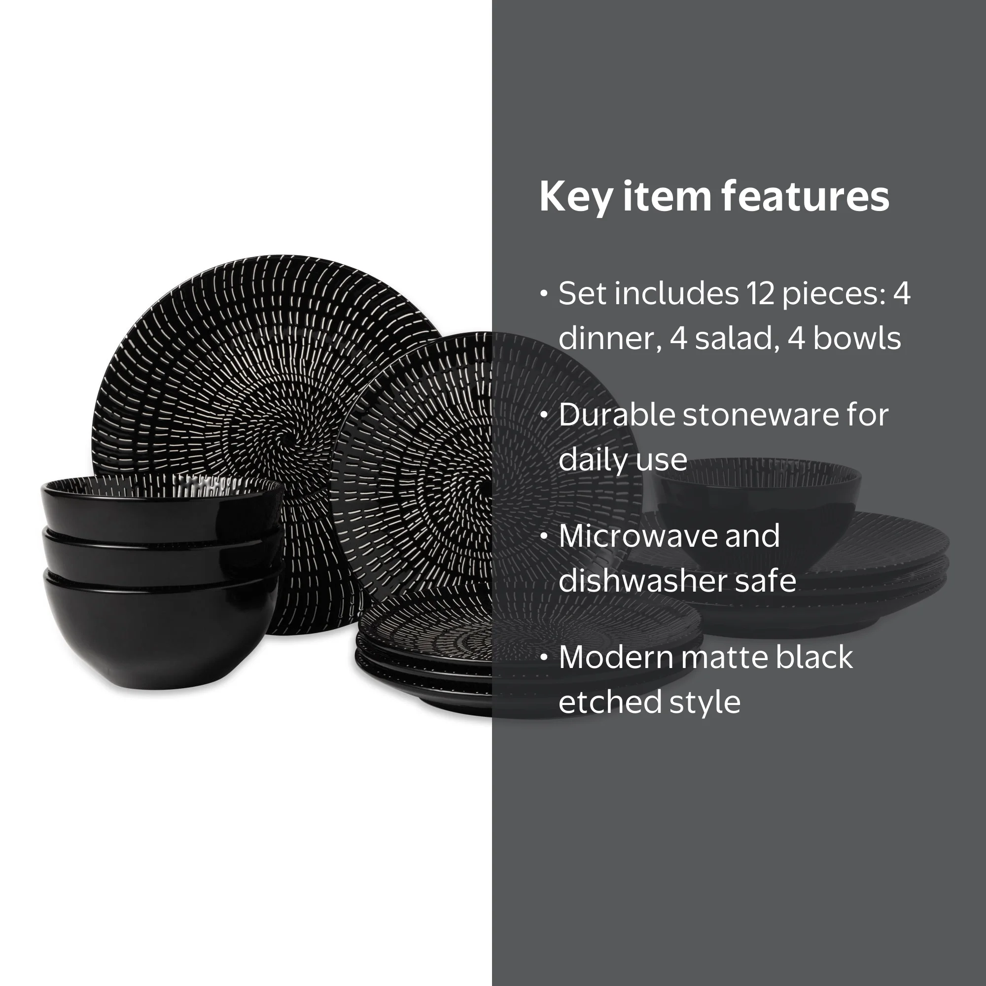 Thyme & Table Maddox 12-Piece Stoneware Dinnerware Set - Walmart.com