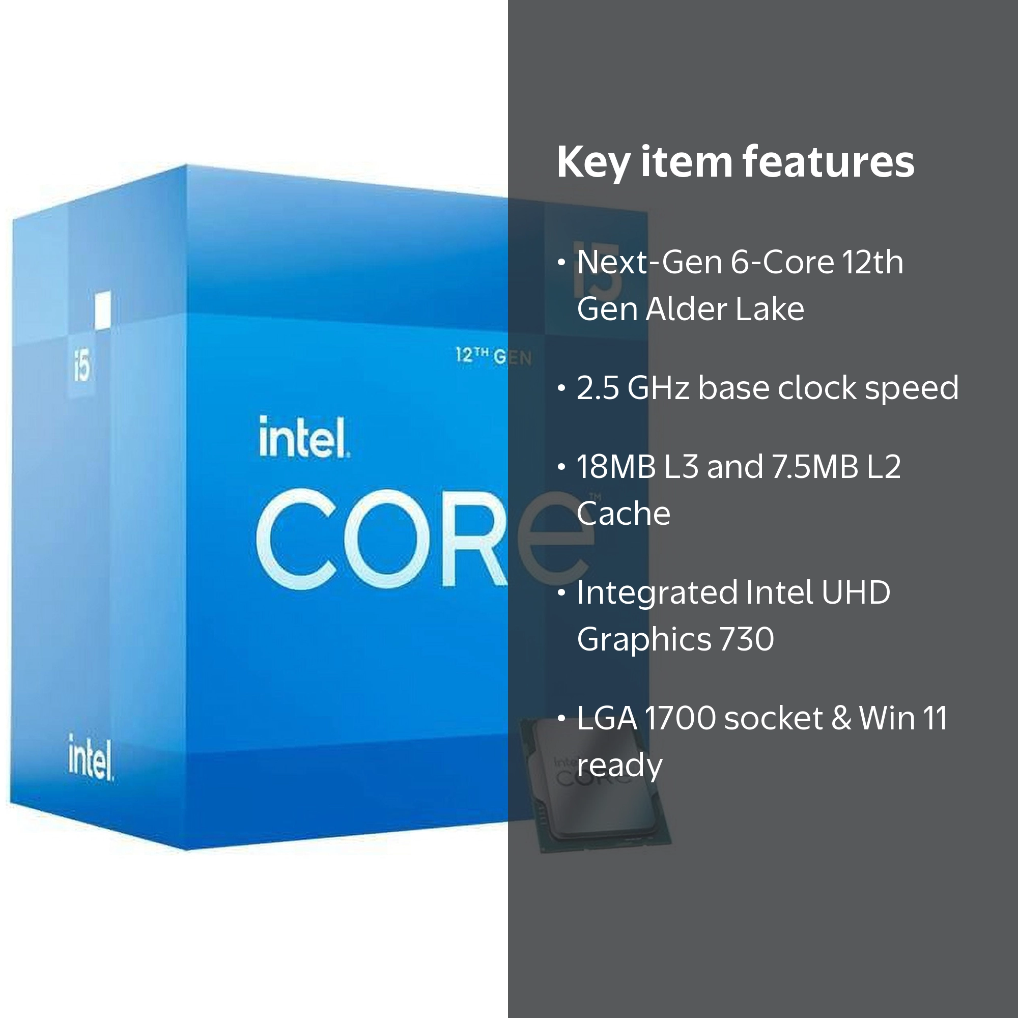 Intel Core i5-12400 Desktop Processor 2.5GHz - Six-Core - LGA 1700