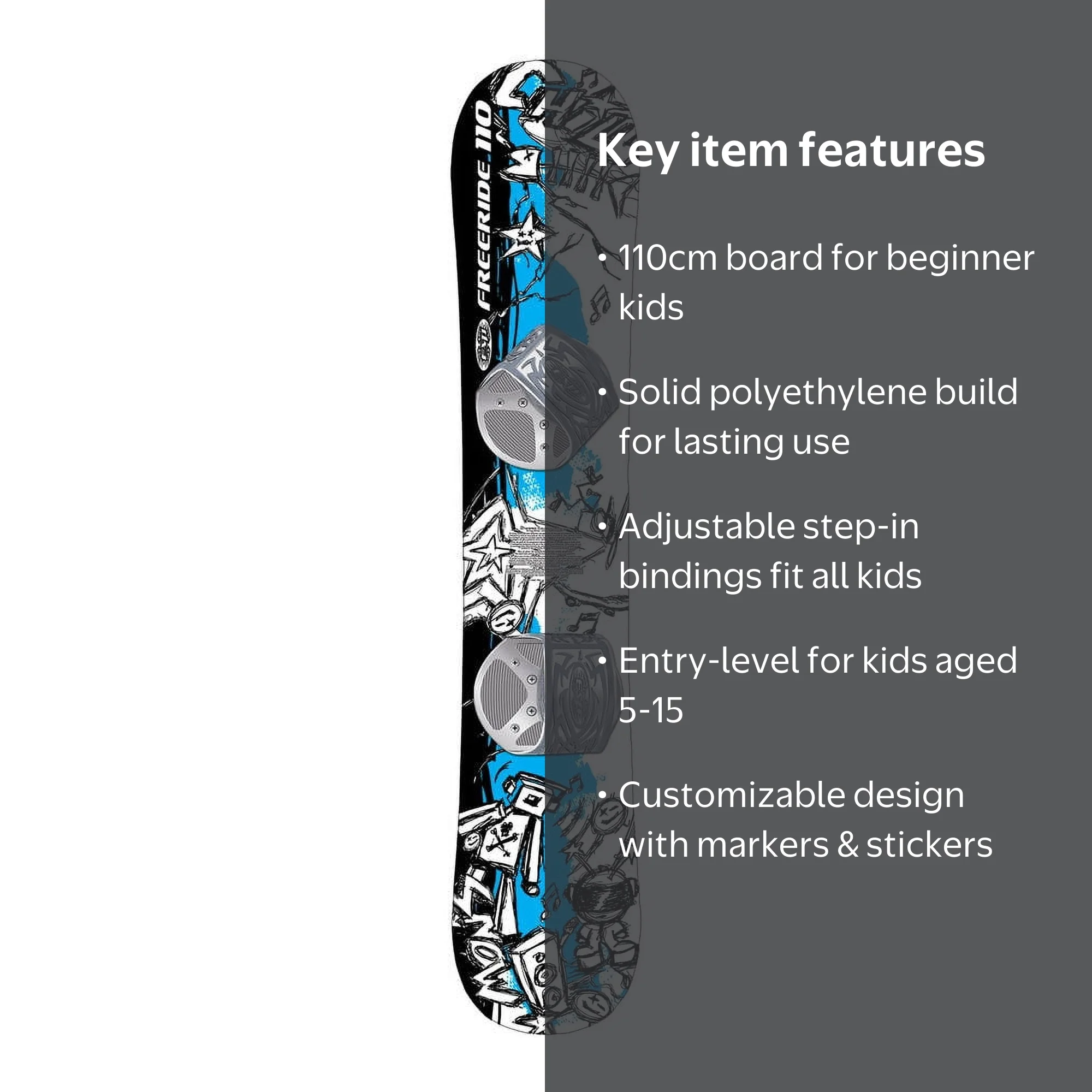 ESP Kids Beginner 110cm Snowboard with Customizable Graffiti