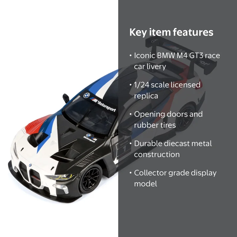 BMW M4 GT3 #1 White with Black, Blue and Red Graphics 