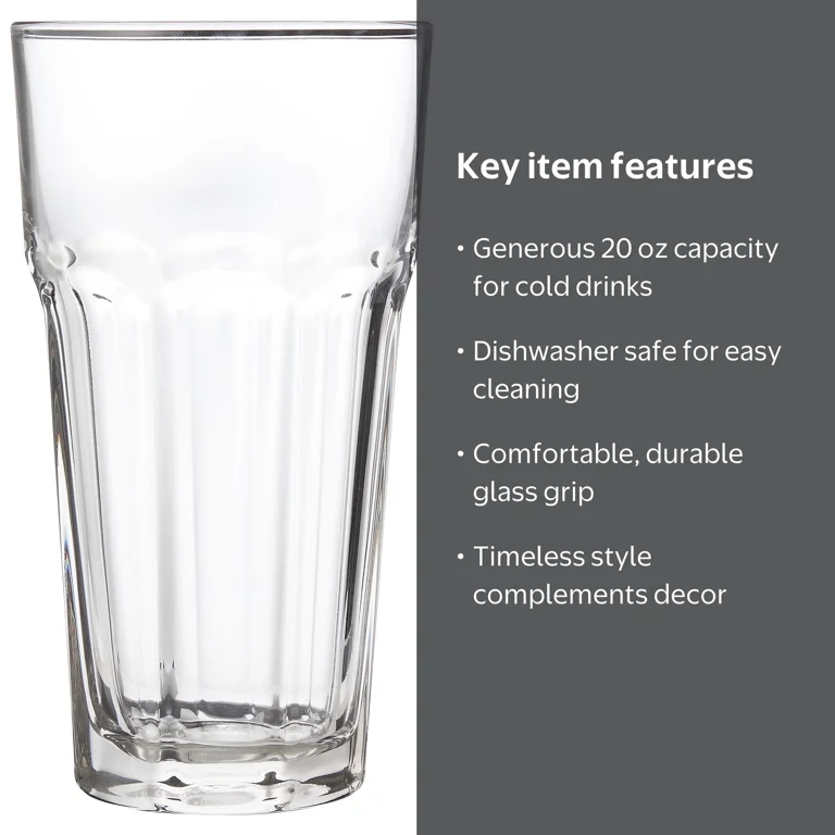 Mainstays Gibraltar Iced Tea Glass, 20 oz, Classic Drinkware