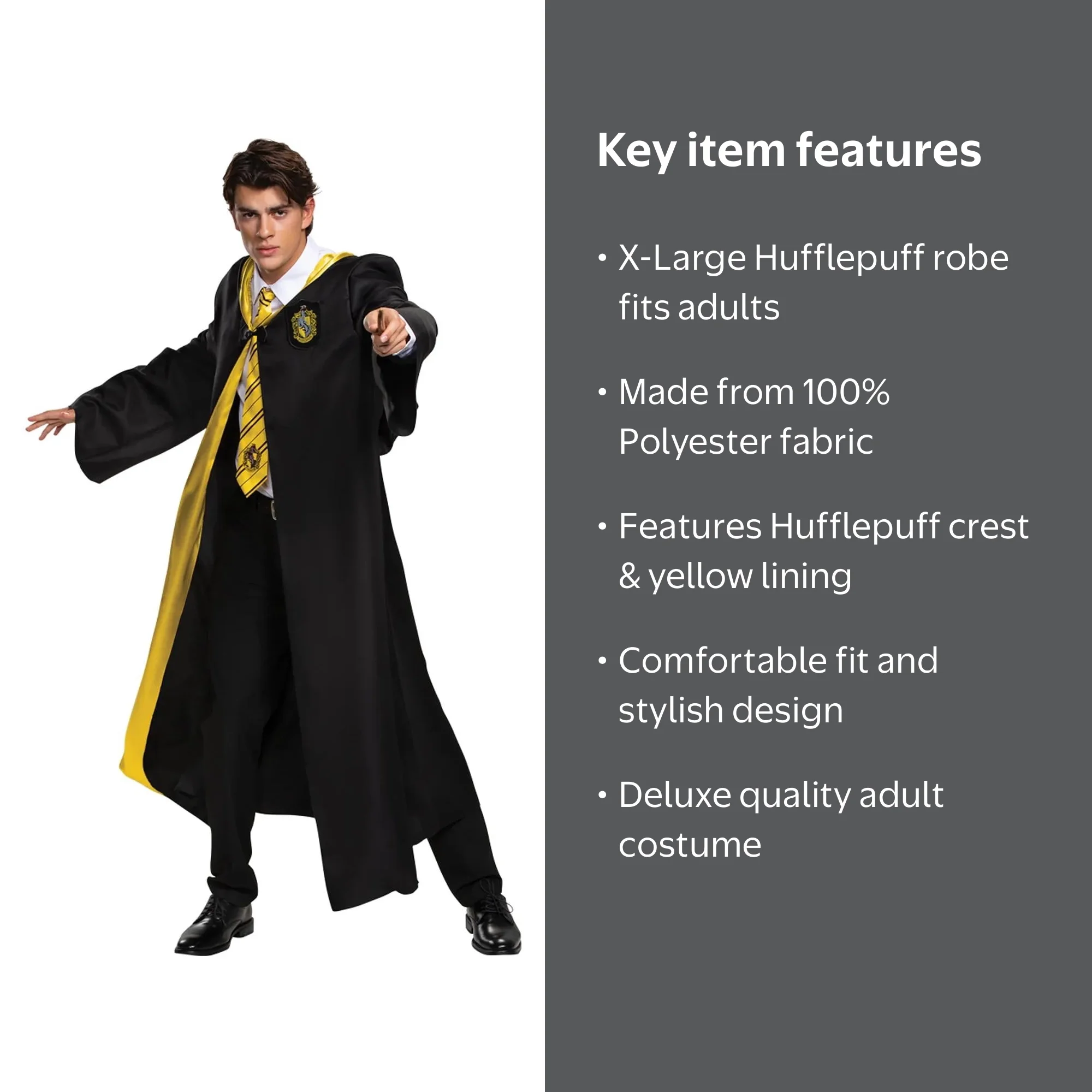 Disguise Adult Harry Potter Hufflepuff Deluxe Robe Costume - Size