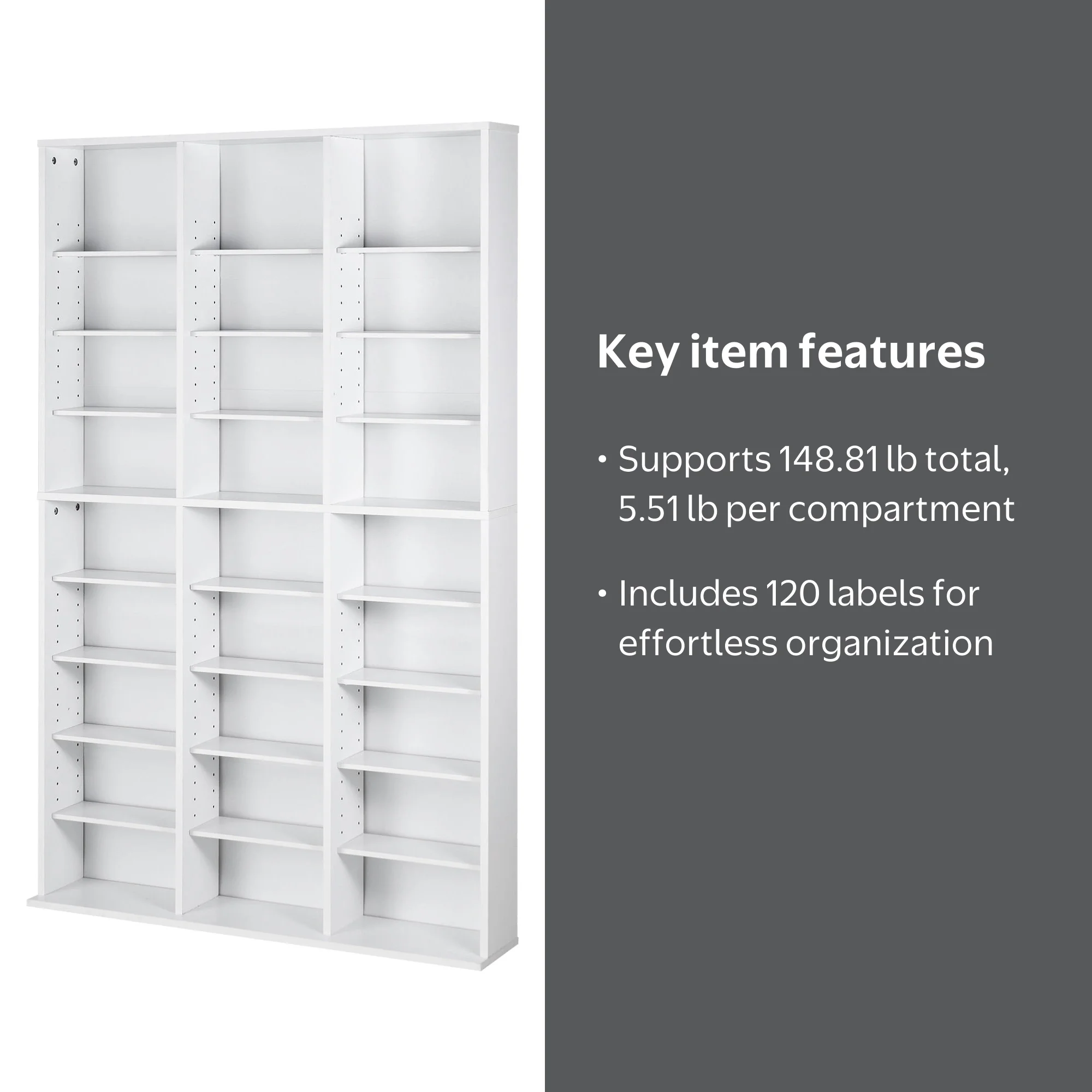 KFFKFF Media Organizer Cabinet, 9-Tier DVD Rack, Storage for 756