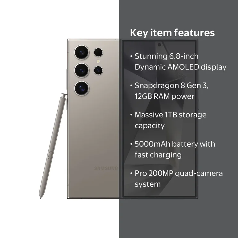 Samsung Galaxy S24 Ultra 5G, 1TB, Titanium Gray - Factory Unlocked