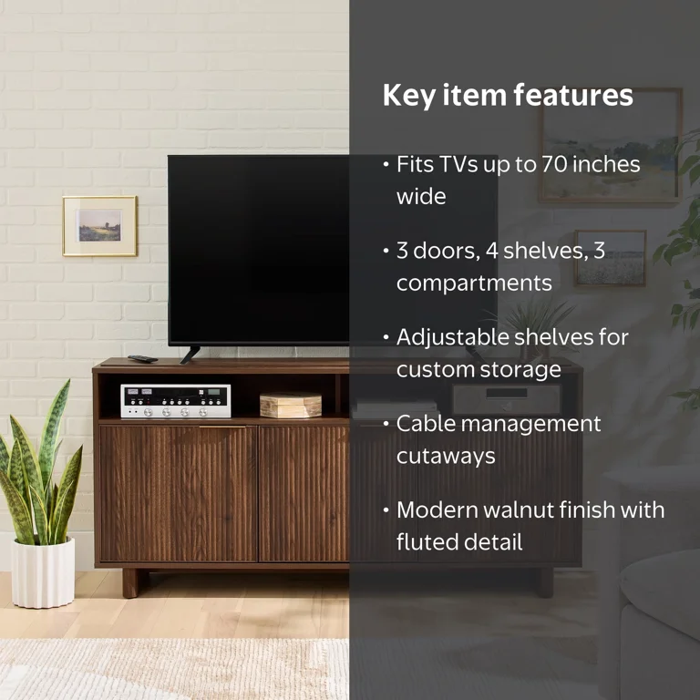Better Homes & Gardens Lillian Fluted TV Stand for TVs Up to 70 in