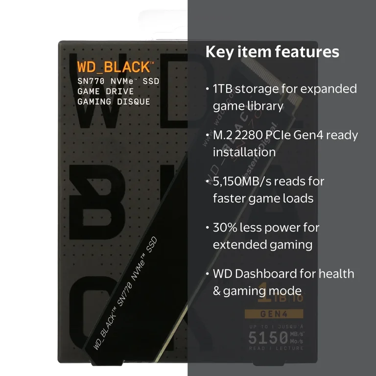 Free Shipping! WD Black 1TB SN770 NVMe SSD Gaming Solid State