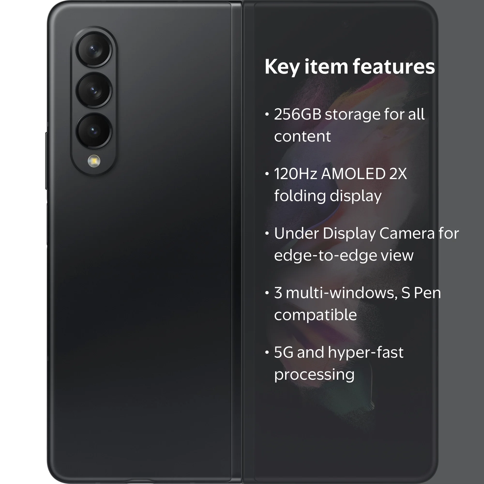 Samsung Galaxy Z Fold 3 5G 256GB Phantom Black, Factory Unlocked