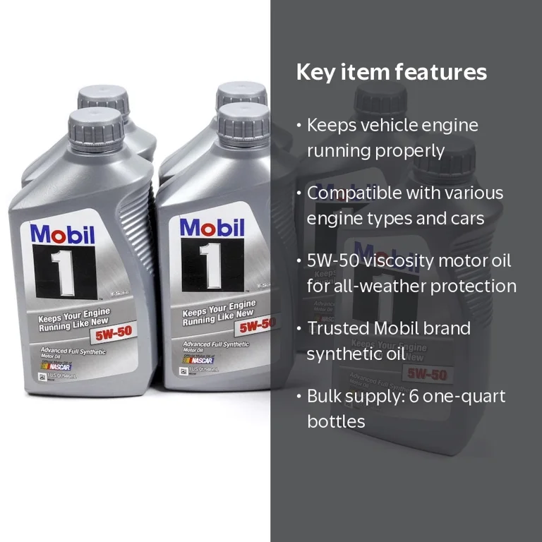 Mobil 1, Synthetic Oil, 5W-50, 1 Qt Bottle, Set of 6 - Walmart.com