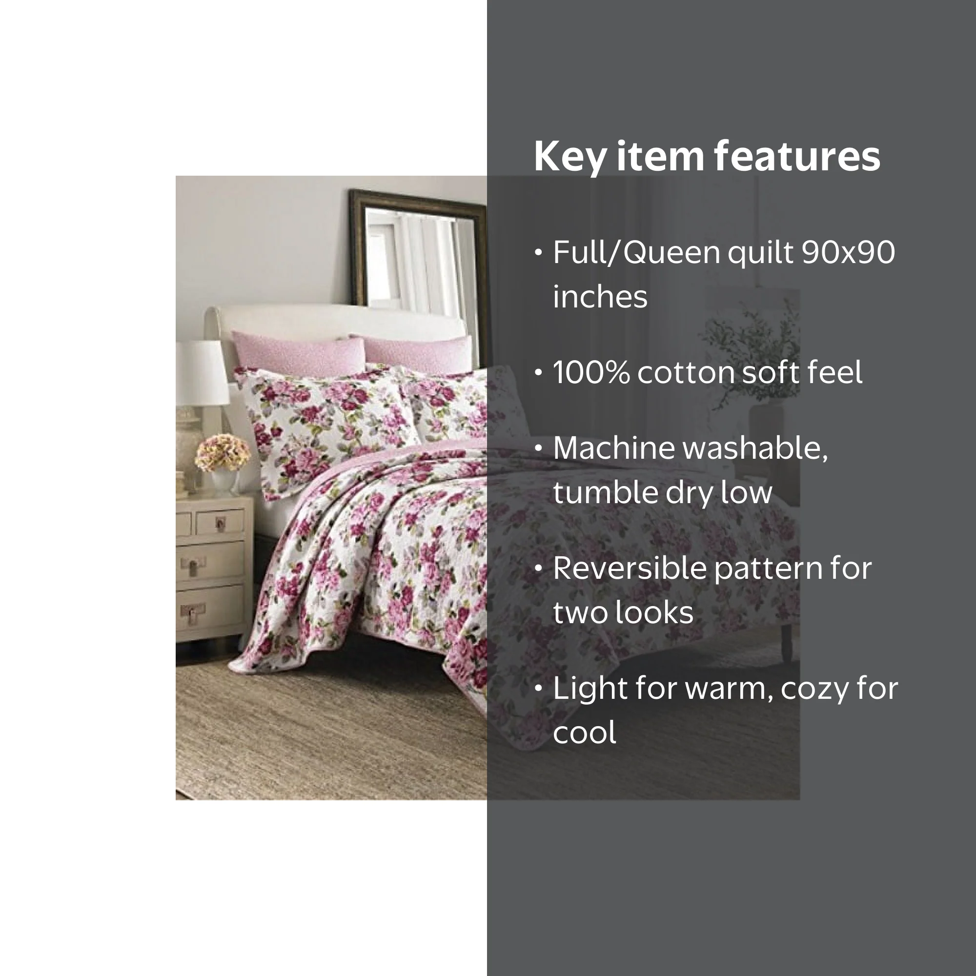 Laura Ashley, Quilt Set, Full/Queen, Pink, 3 Piece - Walmart.com