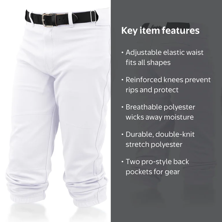 Franklin Sports Youth Baseball Pants, White, XS, Durable Polyester