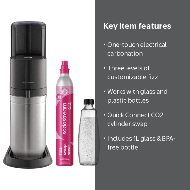 sodastream E-Duo Sparkling Water Maker Starter Kit, Black