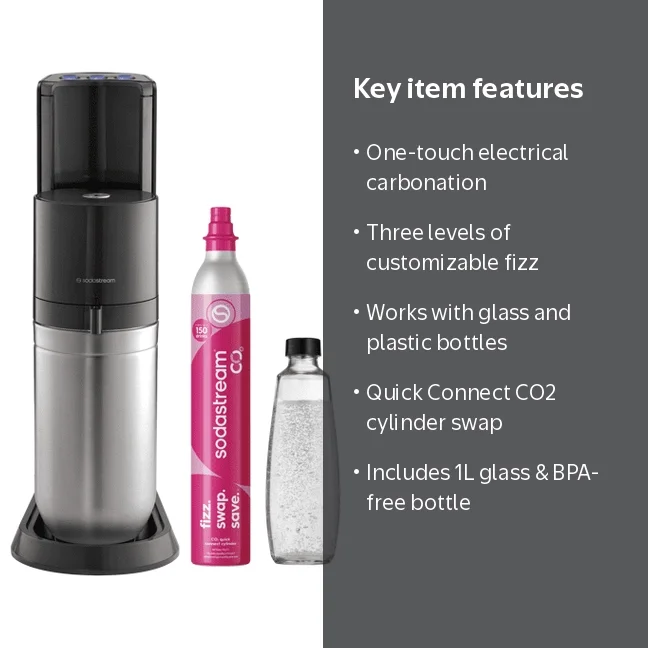 sodastream E-Duo Sparkling Water Maker Starter Kit, Black