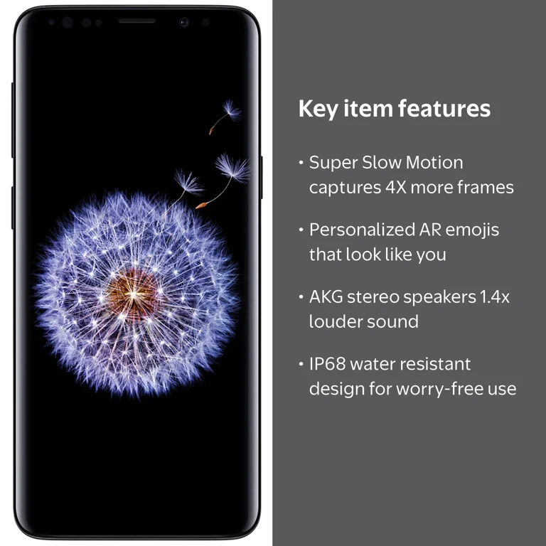 New SAMSUNG Galaxy S9, 64GB Black - GSM Unlocked Smartphone