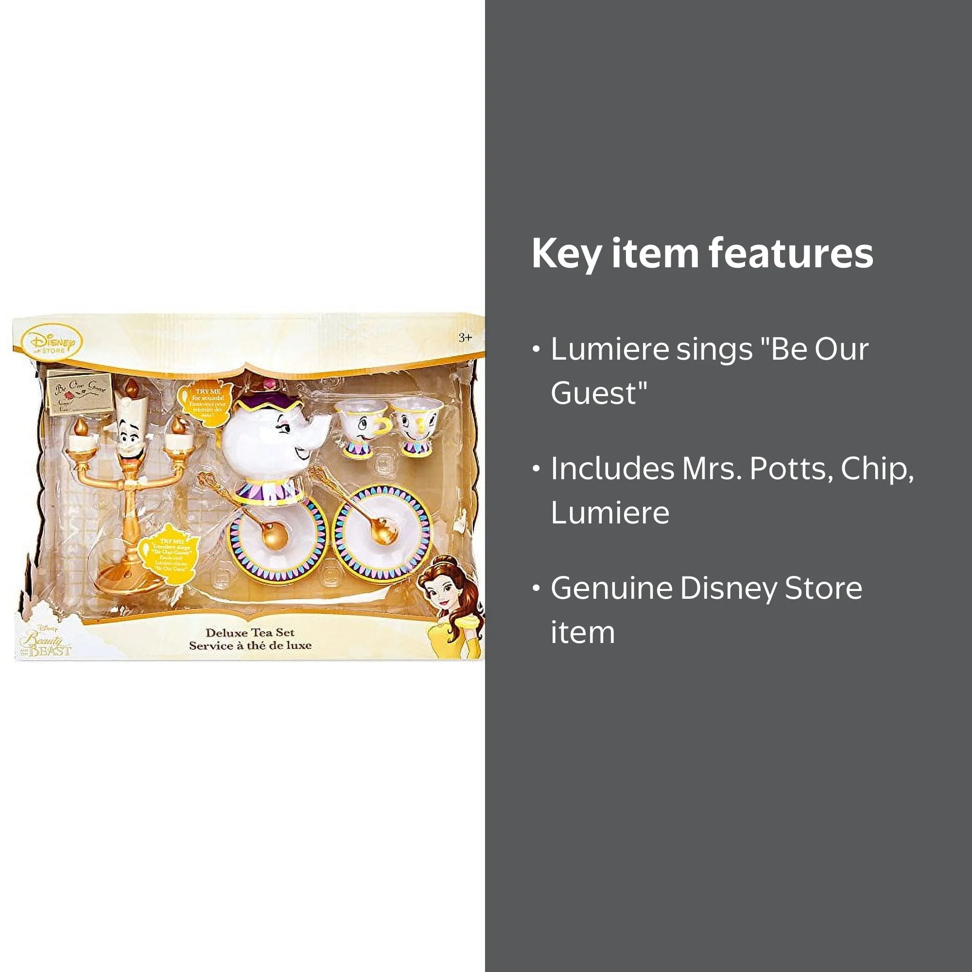Disney, Beauty and The Beast Singing Deluxe Tea Set, Gold