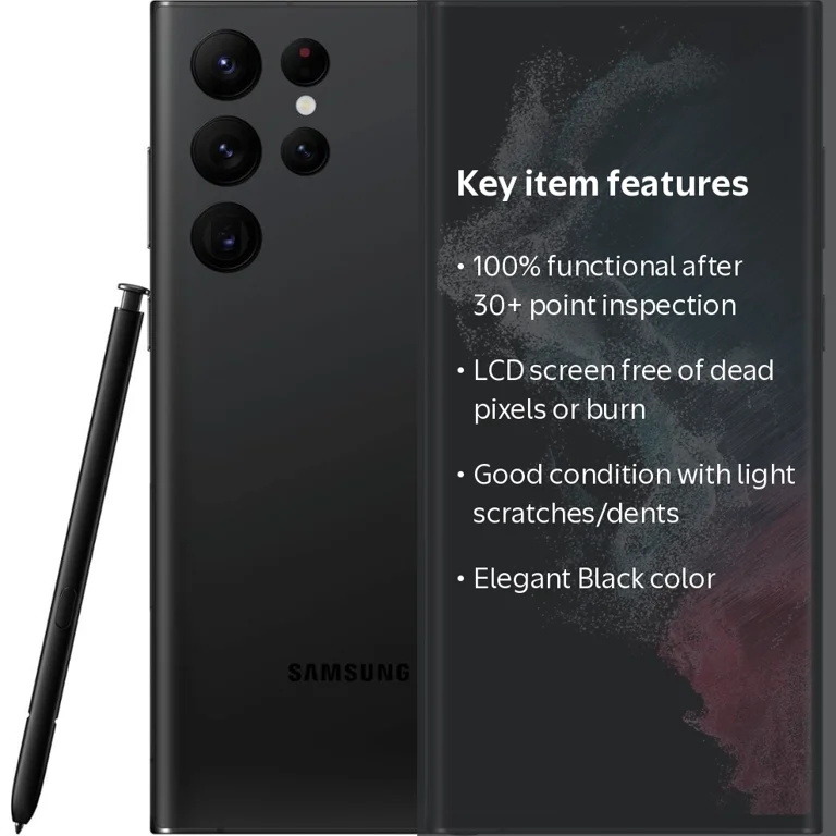 Samsung Galaxy S22 Ultra 5G Android Cell Phone, 128GB Black (US