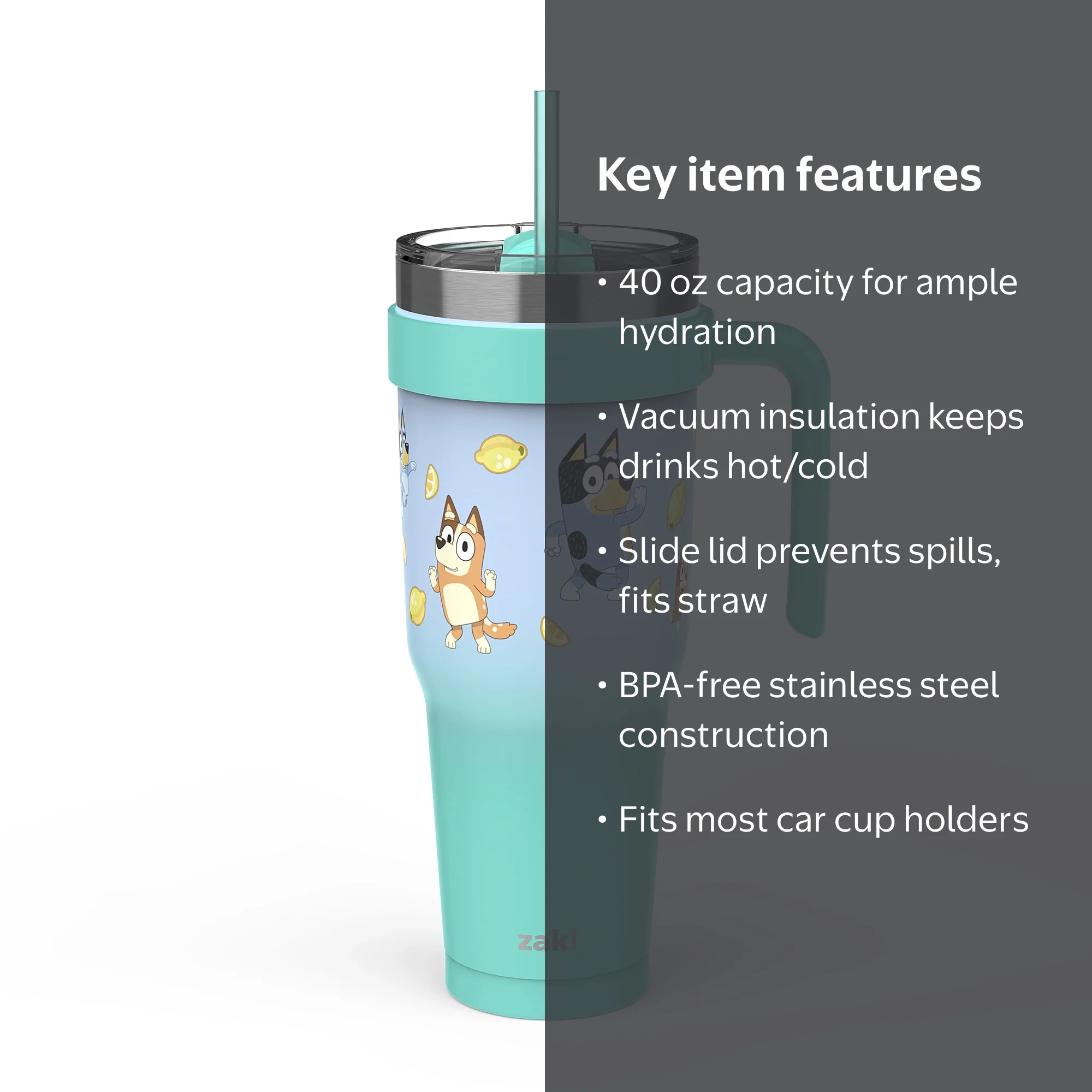 Bluey 40oz Double Wall Stainless Steel Waverly Straw Tumbler with