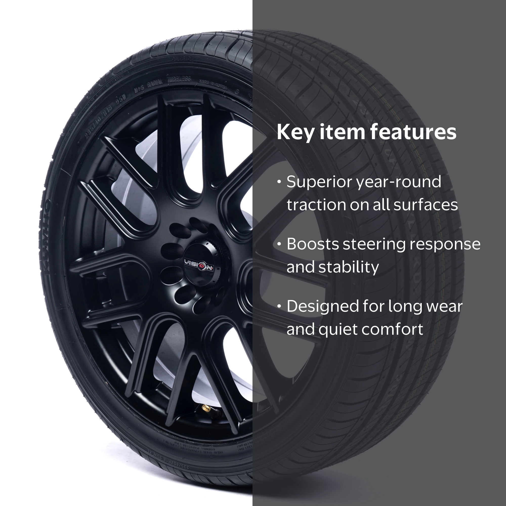 Kumho Tire, All-Season Tire, 205/55R16 91V, Fits 2012-13 Honda