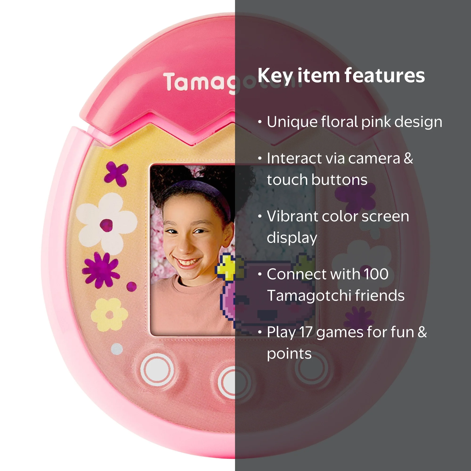 Tamagotchi Pix - Floral (Pink) Electronic Pet with: Original, Near