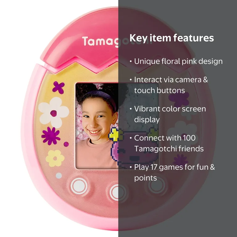 Tamagotchi Pix - Floral (Pink) Electronic Pet with: Original, Near