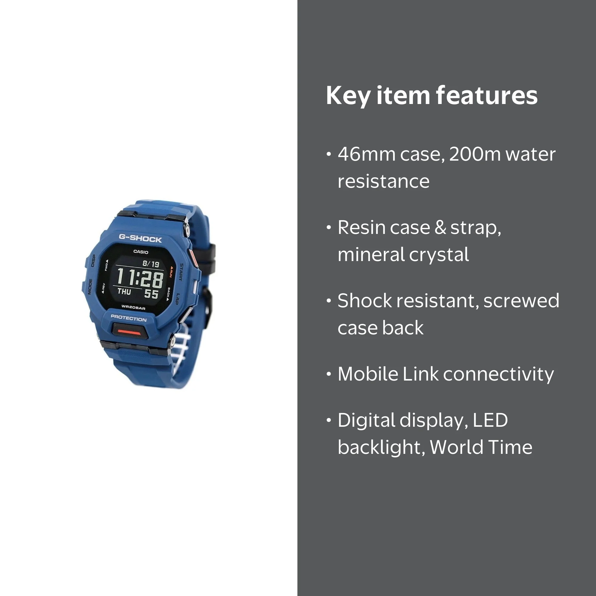 Casio G-Shock G-Squad World Time Mobile Link Digital GBD-200-2